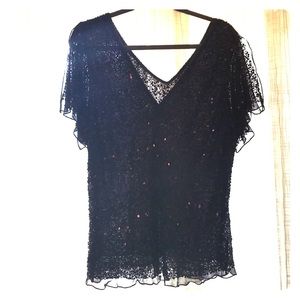 Purple Adrianna Papell sequined blouse plus 2x